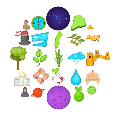 Kültür Icons set, karikatür tarzı