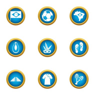 Futbol şehir Icons set, düz stil