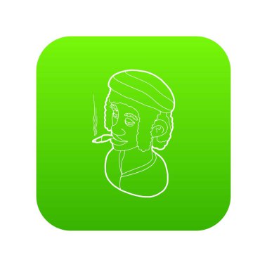 Kafa bandı ve yasaktır yeşil simge vektör giyen Rastafarian adam