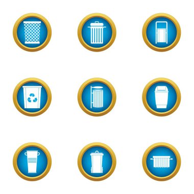 Gereksiz çöp Icons set, düz stil
