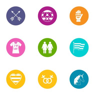 Evlilik Icons set, düz stil