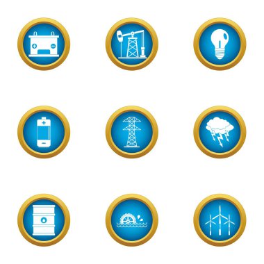 Petrol Icons set, düz stil