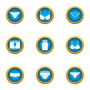 İç çamaşırı Icons set, düz stil