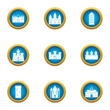 Anıtsal Icons set, düz stil