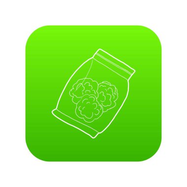 Tıbbi esrar yeşil simge vektör tomurcukları ile küçük çanta