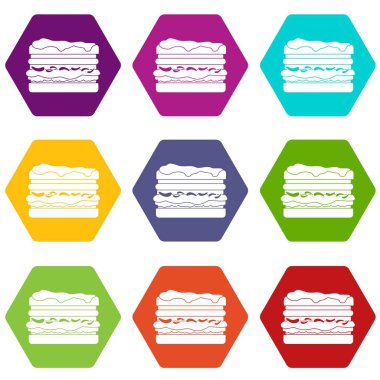 9 vektör Burger Icons set