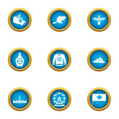 Ulusal spor Icons set, düz stil