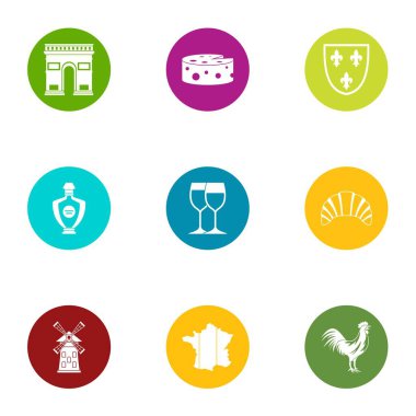 Peynir iş simgeler kümesi, düz stil