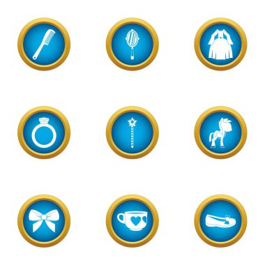 Soylu kadın Icons set, düz stil