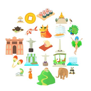 Yolculuk Icons set, karikatür tarzı