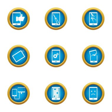 Bilgi Icons set, düz stil indir