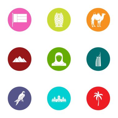 Ateşli Icons set, düz stil