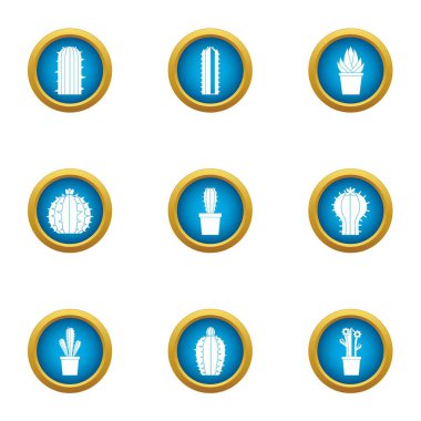 Dikenli ağaç Icons set, düz stil