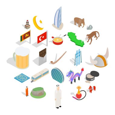 Türkiye Icons set, izometrik tarzı