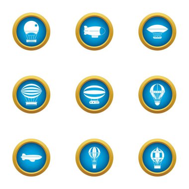 Genel gider Icons set, düz stil