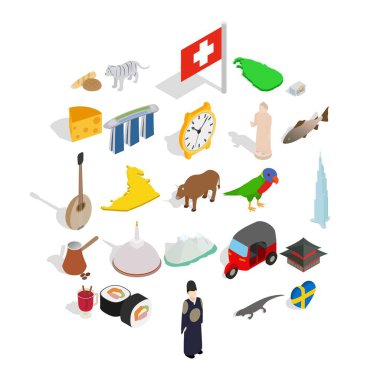 Doğu Avrupa Icons set, izometrik tarzı