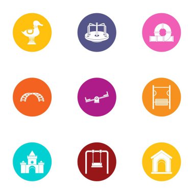 Onarım sitesi Icons set, düz stil