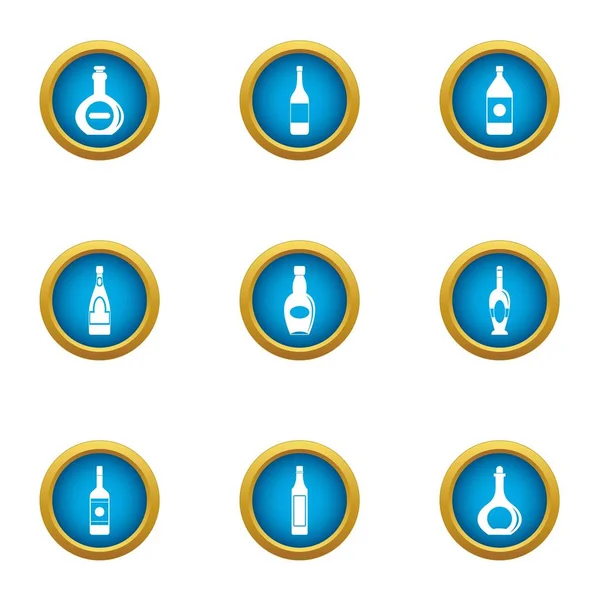Expensive glass icons set, flat style — Stock Vector