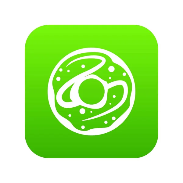 Glasierte Donut-Symbol digital grün — Stockvektor