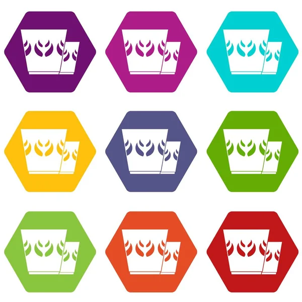 9 vektör kupa Icons set