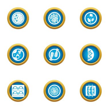 Gıda topuz Icons set, düz stil