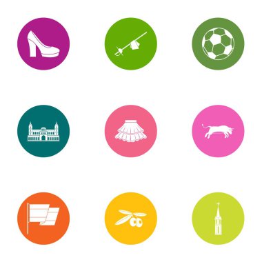 Avrupa Icons set tatil, stil düz