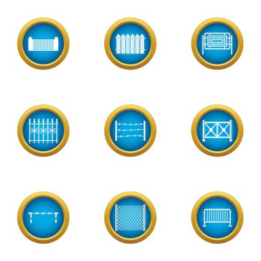 Bariyer Icons set, düz stil