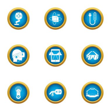 Sanallık Icons set, düz stil