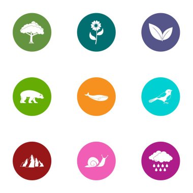 Banliyö bölgesi Icons set, düz stil