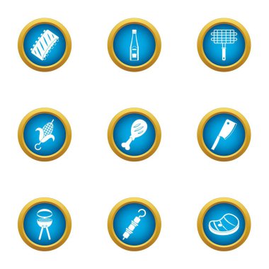 Kentsel ızgara Icons set, düz stil