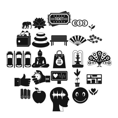 Yoga studio Icons set, basit tarzı
