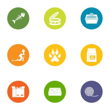 Yaratık Icons set, düz stil