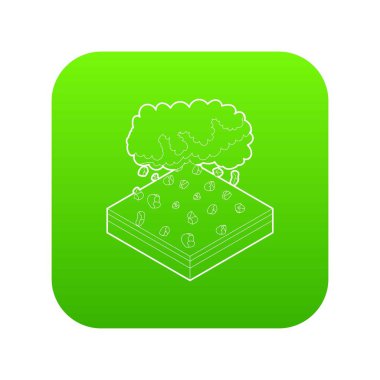 Bulut ve dolu yeşil simge vektör