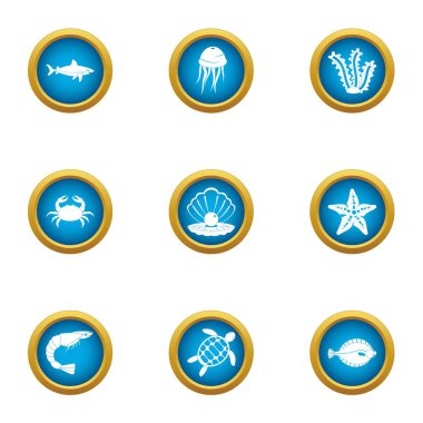 Sığ Icons set, düz stil