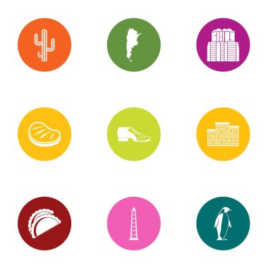 Meksika sınırına Icons set, düz stil