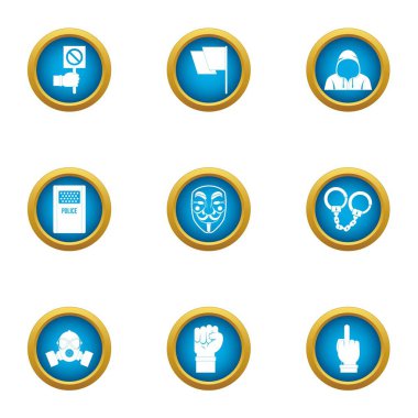 Baş belası Icons set, düz stil