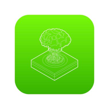 Nükleer patlama yeşil simge vektör