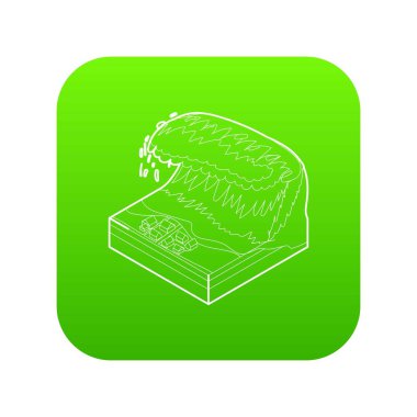 Tsunami dalgası yeşil simge vektör