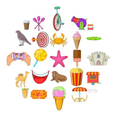 Eğlence Parkı simgeler ayarla, tarzı çizgi film