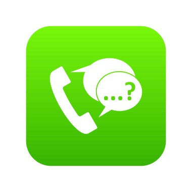 Telefon işareti ve konuşma kabarcıklar simgesini sayısal destek yeşil
