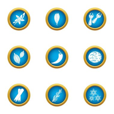 Kırmızı biber Icons set, düz stil