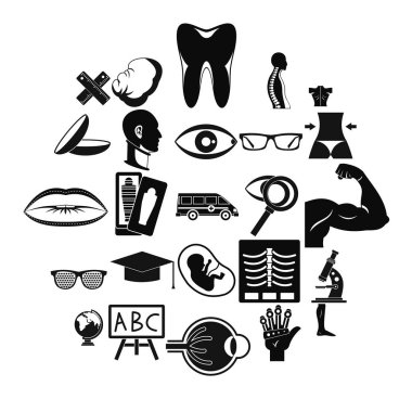 Anatomi Icons set, basit tarzı
