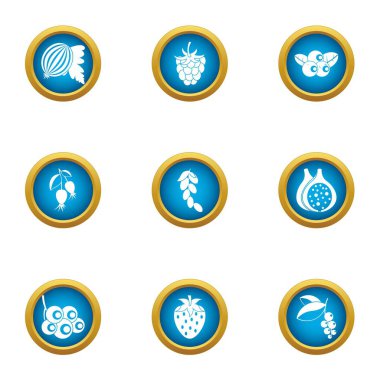 Üzüm Icons set, düz stil