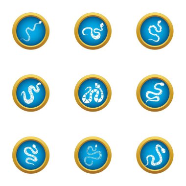 Orman yılan Icons set, düz stil