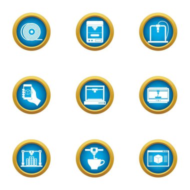 Yüz fotoğraf Icons set, düz stil