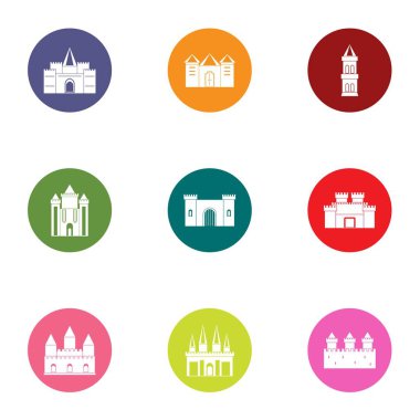 Çatı Icons set, düz stil