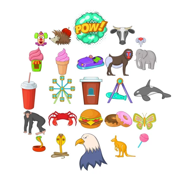Hayvanat Bahçesi Icons set, karikatür tarzı