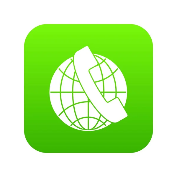 Hörer und Globus-Symbol digital grün — Stockvektor