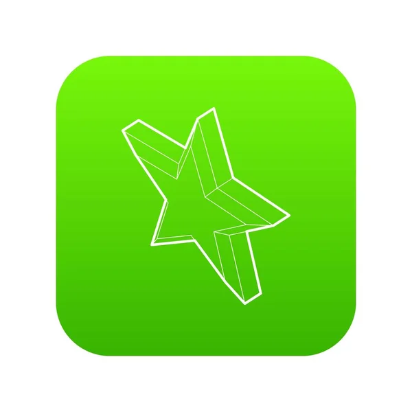 Cinco estrellas puntiagudas icono verde vector — Archivo Imágenes Vectoriales