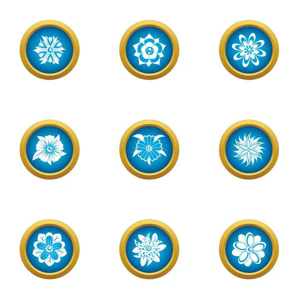 Ice flower icons set, flat style — Stock Vector